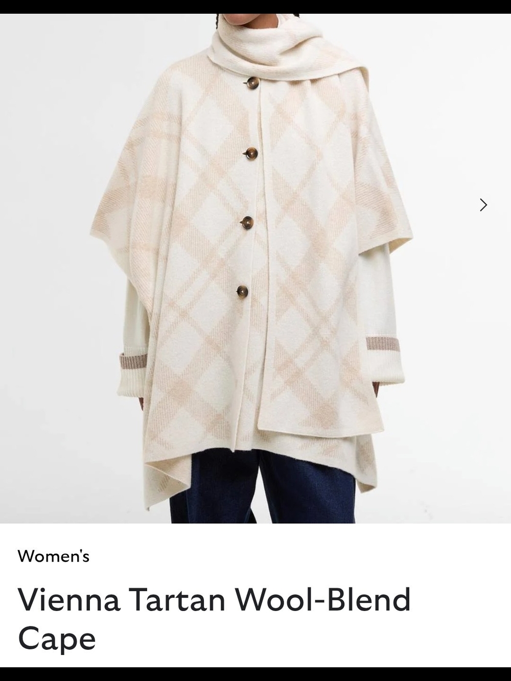 Barbour Vienna Tartan Wool Blend Cape